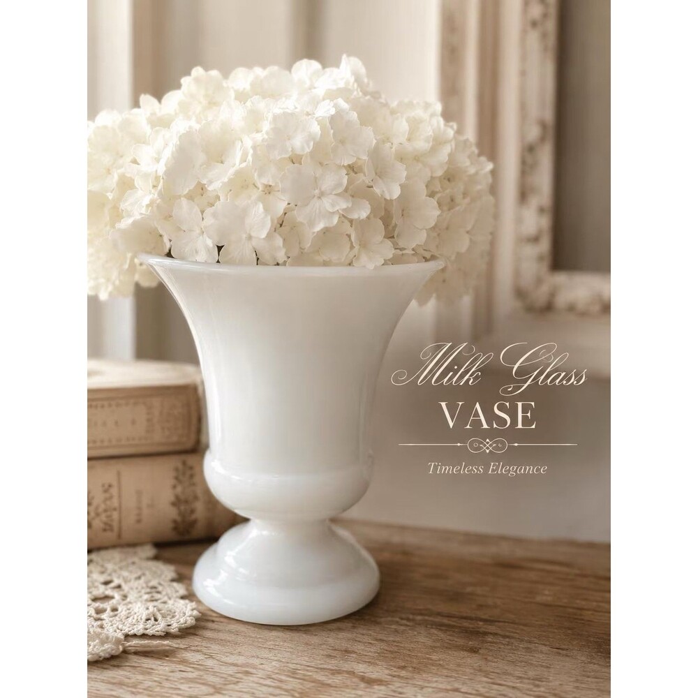 Vintage Milk Glass Vase Pedestal Vase White Flared Bud Vase Cottagecore Farmhous